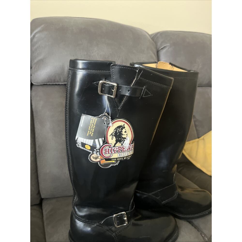 Chippewa Baden Trooper Made In USA 71418 Mens Black Motorcycle Boots 8.5D - Picture 3 of 16